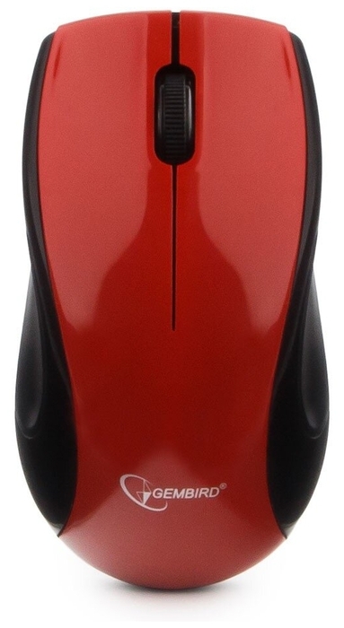 Оптическая мышь Gembird "MUSW-320-R", беспров., 2кн.+скр., черно-красный