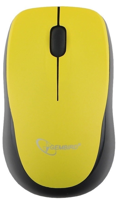Оптическая мышь Gembird "MUSW-360-LM", беспров., 2кн.+скр., черно-желтый