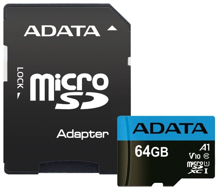 Карта памяти 64ГБ ADATA "AUSDX64GUICL10A1-RA1" microSD XC UHS-I Class10 + адаптер купить в интернет-магазине Ф-Центр.