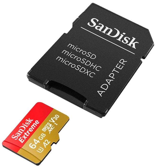 Карта памяти 64ГБ SanDisk "Extreme SDSQXA2-064G-GN6AA" microSD XC UHS-I + адаптер