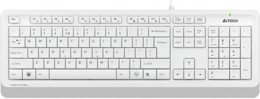 Клавиатура A4Tech "FStyler FK10", водостойкая, бело-серый