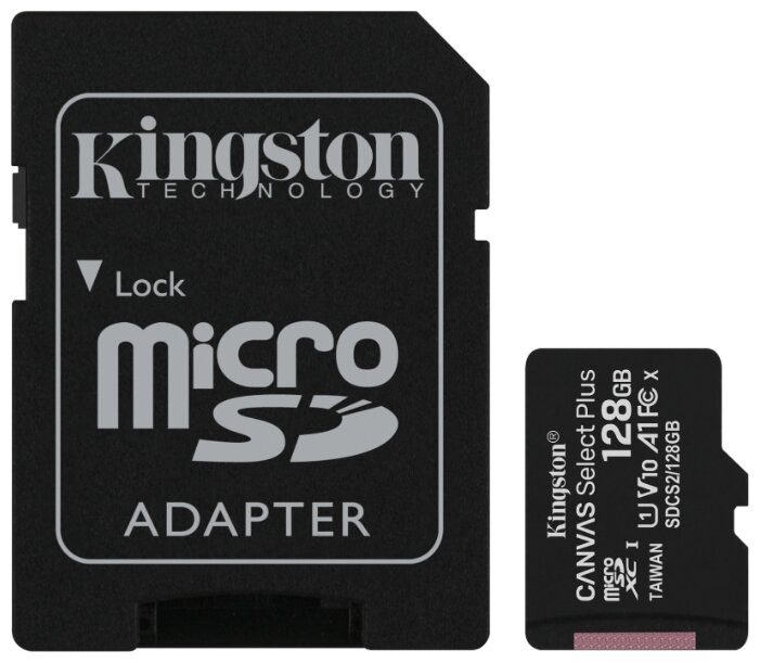 Карта памяти 128ГБ Kingston "SDCS2/128GB" microSD + адаптер UHS-I U1