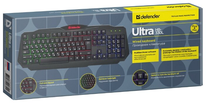 Клавиатура Клавиатура Defender "HB-330L Ultra" 45330, подсветка, черный. null.