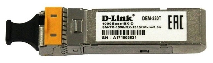 Трансивер Трансивер D-Link "330T/10KM/A1A", WDM, SFP, 1x1000Base-BX-D. null.