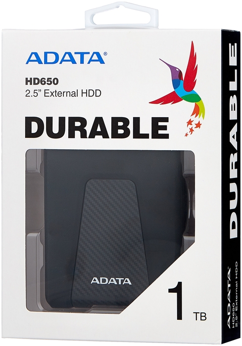 Внешний жесткий диск Внешний жесткий диск 1ТБ 2.5" ADATA "HD650" AHD650-1TU31-CBK, черный. null.