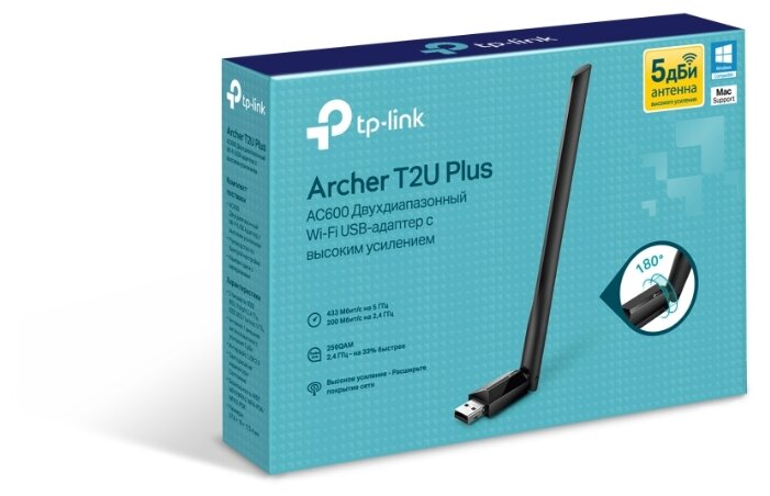Сетевой адаптер Wi-Fi Сетевой адаптер Wi-Fi 433Мбит/сек. TP-Link "Archer T2U Plus ver.1.0" 802.11a/b/g/n/ac. null.