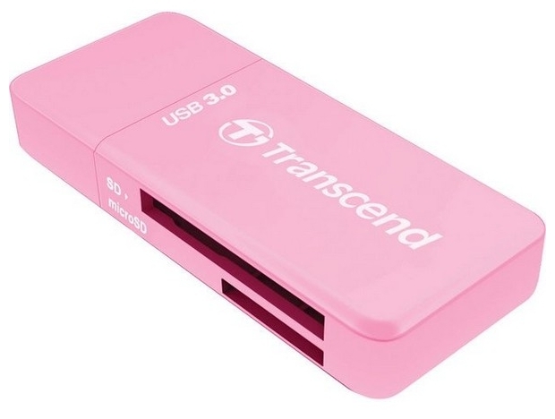 Картридер microSD/SD Transcend "TS-RDF5R", внешн., розовый