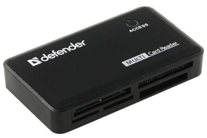 Картридер CF/MD/SDXC/SD/MMC/MS/M2 Defender "Optimus" 83501, внеш., черный