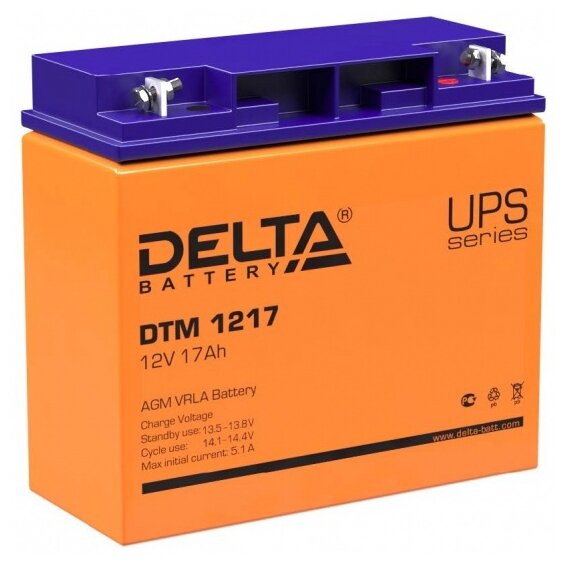 Батарея аккумуляторная Delta "DTM 1217" 12В 17.0А*ч