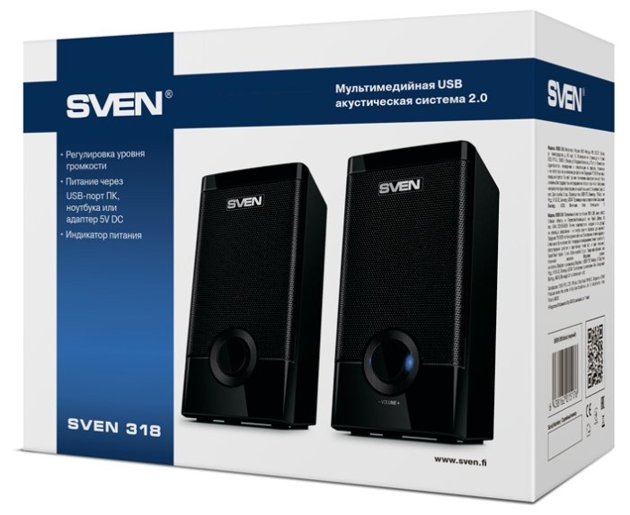 Акустическая система Акустическая система стерео Sven "318" 2x2.5Вт, питание от USB, черный. null.