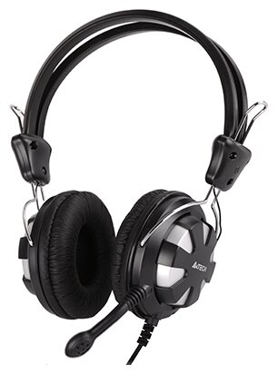 Гарнитура A4Tech "HS-28 Stereo Headset", с регулятором громкости, черно-серебр.