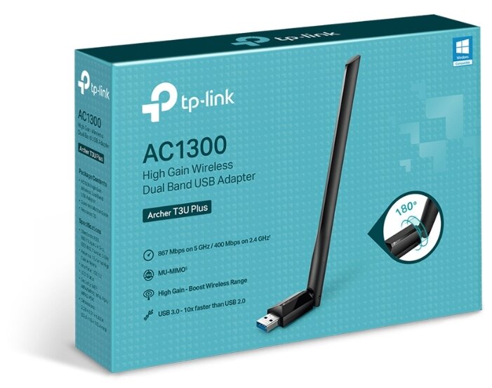 Сетевой адаптер Ethernet Сетевой адаптер Wi-Fi 867Мбит/сек. TP-Link "Archer T3U Plus" 802.11a/b/g/n/ac. null.