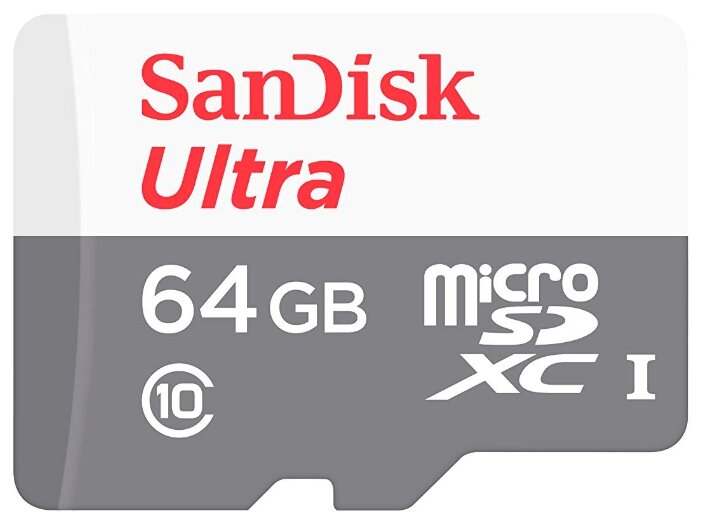 Карта памяти 64ГБ SanDisk "Ultra SDSQUNR-064G-GN3MN" microSD XC UHS-I