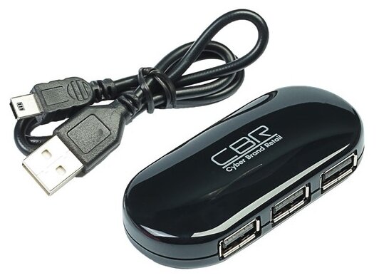 Разветвитель 4 порта USB2.0 CBR "CH 130", внешн., черный