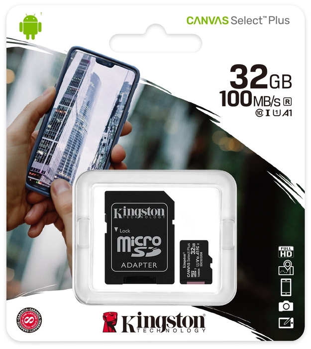 Карта памяти 32ГБ Kingston "SDCS2/32GB" microSD HC UHS-I + адаптер