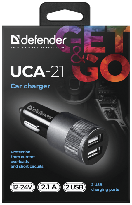 null Зарядное устройство автомобильное Defender "UCA-21" 83821, 1xUSB 2.1A, 1xUSB 2.1A. null.