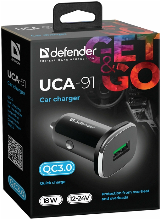 null Зарядное устройство автомобильное Defender "UCA-91" 83830, 1xUSB 3.0A. null.