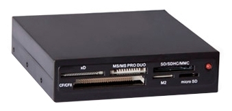 Картридер CF/SDHC/microSD/SD/xD/MMC/MS Ginzzu "GR-116B", в 3.5" отсек, черный