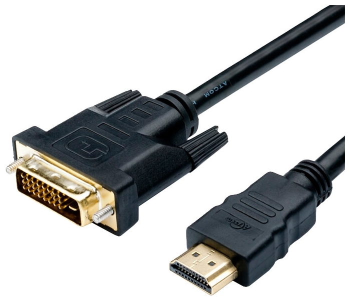 Кабель-переходник DVI-D Dual Link<->HDMI Atcom "AT3808", с ферритовыми кольцами