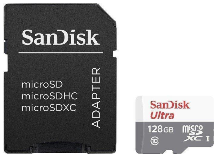 Карта памяти 128ГБ SanDisk "Ultra SDSQUNR-128G-GN6TA" microSDXC UHS-I Class10 + адаптер