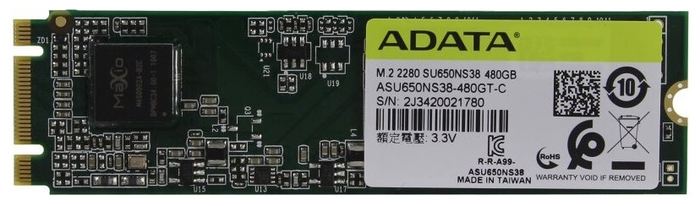SSD диск 480ГБ M.2 ADATA "Ultimate SU650" ASU650NS38-480GT-C