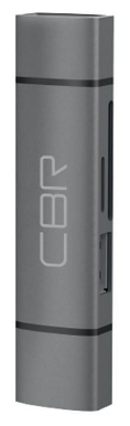 Картридер microSD/T-Flash/SD/SDHC/SDXC CBR "Gear", внешн., доп. порт USB3.0, OTG, серый