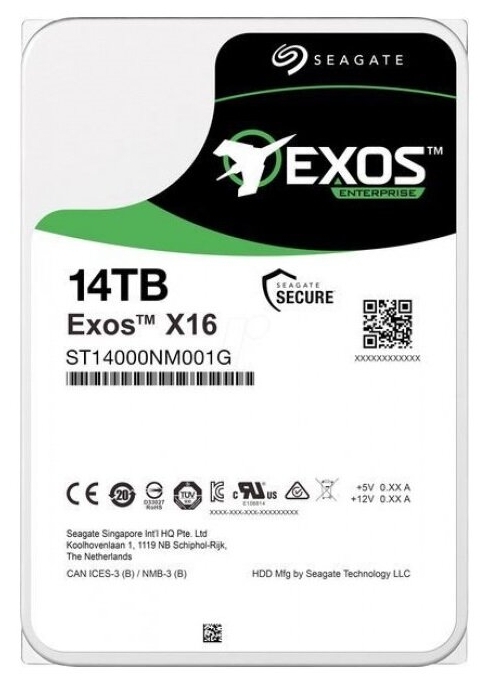 Жесткий диск 14ТБ Seagate "Exos X16 ST14000NM001G", 7200об./мин., 256МБ