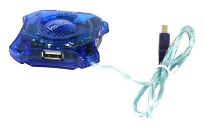 Разветвитель 4 порта USB2.0 CBR "CH 127", внешн., голубой