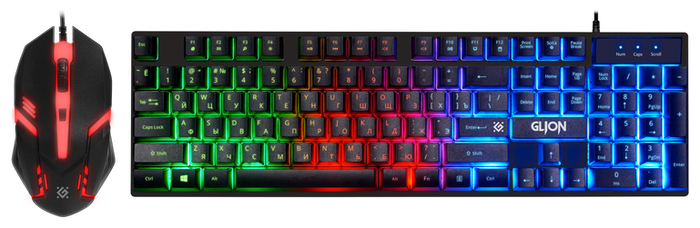 Комплект клавиатура + мышь Defender "C-123 Glion" 45123, подсветка, черный