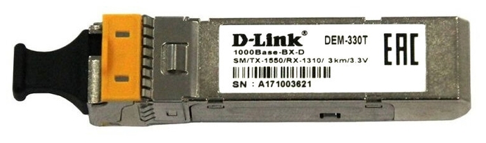 Трансивер D-Link "330T/3KM/A1A", WDM, SFP, 1x1000Base-BX-U