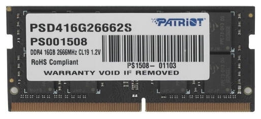 Модуль оперативной памяти SO-DIMM 16ГБ DDR4 SDRAM Patriot "PSD416G26662S"