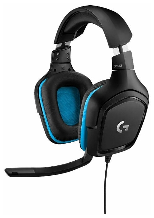 Гарнитура Logitech "G432 Gaming Headset", с регулятором громкости, черно-синий
