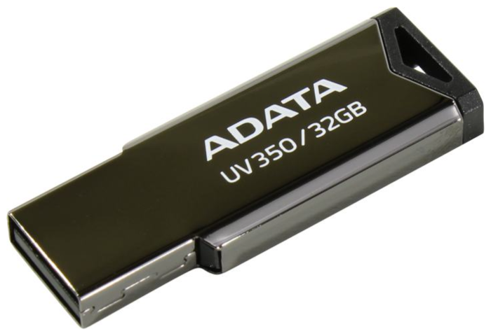 Накопитель USB flash 32ГБ ADATA "UV350" AUV350-32G-RBK, серебр.