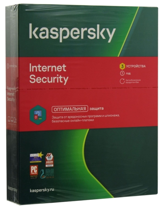 Программа для комплексной защиты "Kaspersky Internet Security" KL1939RBCFS, 3 устр. на 1 год, рус.