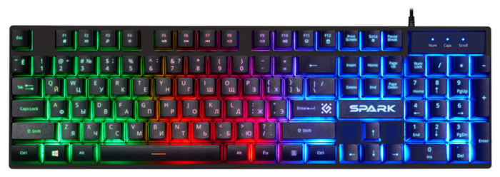 Клавиатура Defender "GK-300L Spark" 45300, 104кн., подсветка, черный