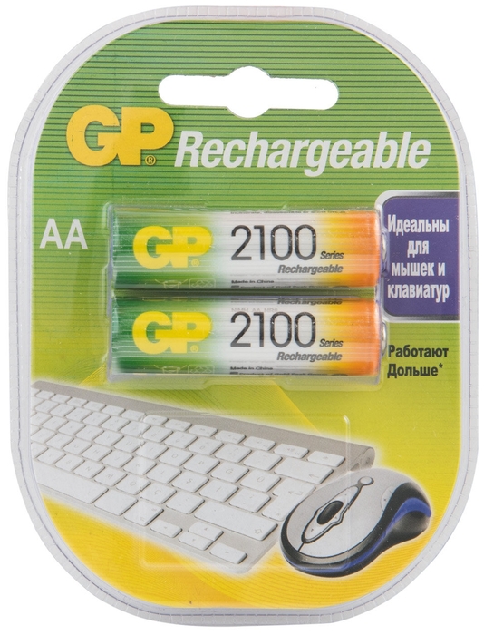 Аккумулятор GP "Rechargeable" GP210AAHC, 1.2В, 2100мАч, Ni-MH, AA