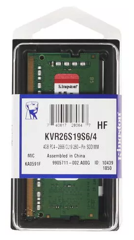 null Модуль оперативной памяти SO-DIMM 4ГБ DDR4 SDRAM Kingston "ValueRAM" KVR26S19S6/4. null.
