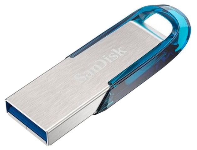 Накопитель USB flash 64ГБ SanDisk "Ultra Flair" SDCZ73-064G-G46B, серебр.-синий