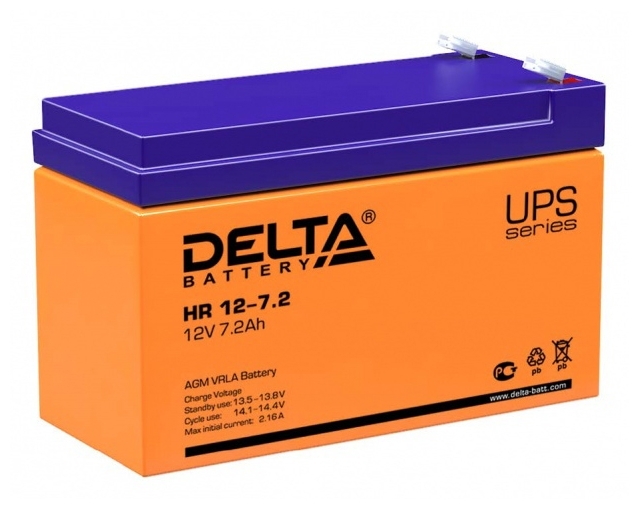 Батарея аккумуляторная Delta "HR 12-7.2" 12В 7.2А*ч, тип разъема F2