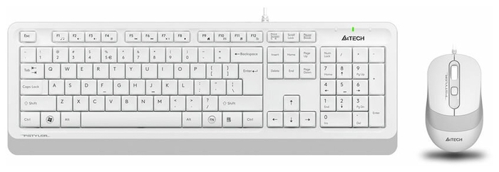 Комплект клавиатура + мышь A4Tech "FStyler F1010", водостойкая, бело-серый