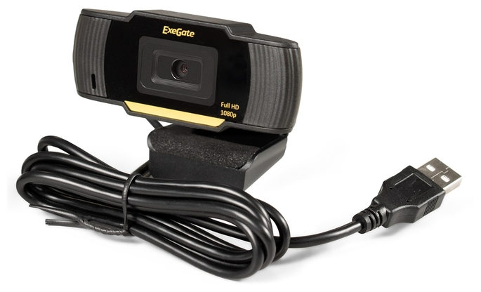 Веб-камера ExeGate "C920 GoldenEye" EX286182RUS, с микрофоном, черный