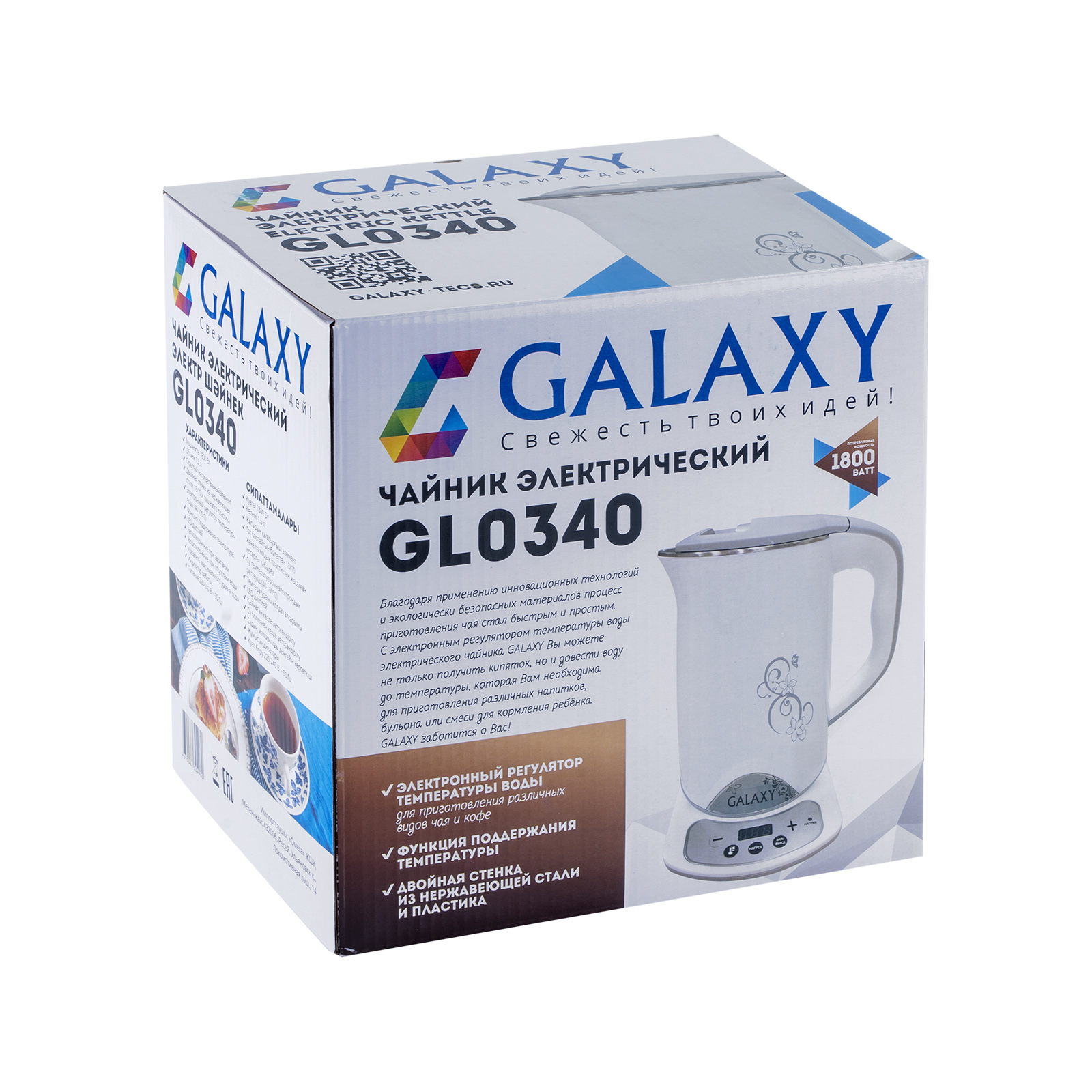 null Чайник Galaxy "GL0340", электрический, белый. null.