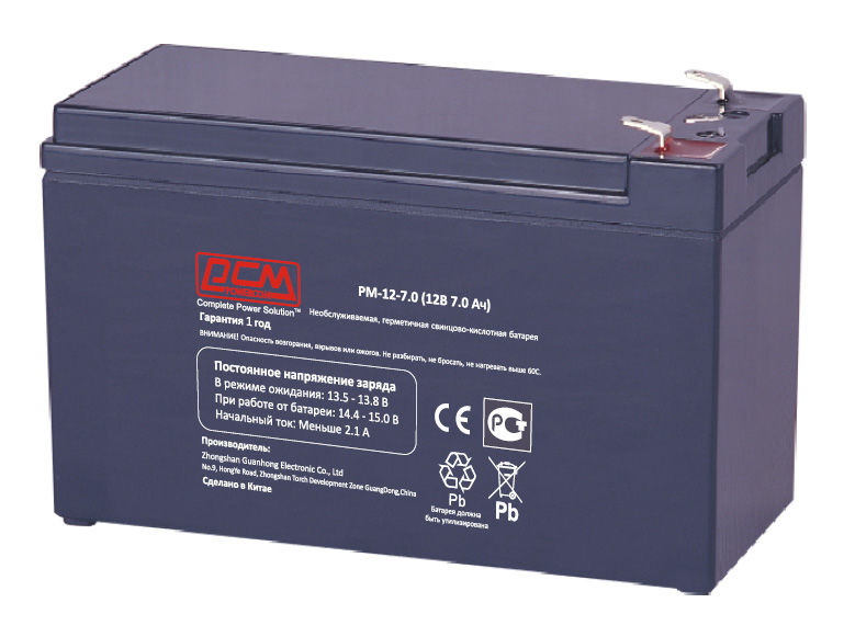 Батарея аккумуляторная Powercom "PM-12-7.0" 12В 7.0А*ч