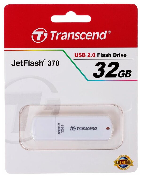 Накопитель USB flash 32ГБ Transcend "JetFlash 370" TS32GJF370, белый