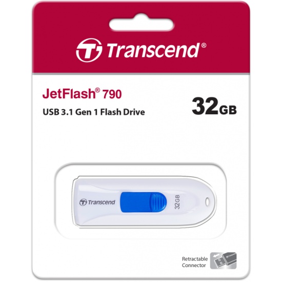 Накопитель USB flash 32ГБ Transcend "JetFlash 790W" TS32GJF790W, белый