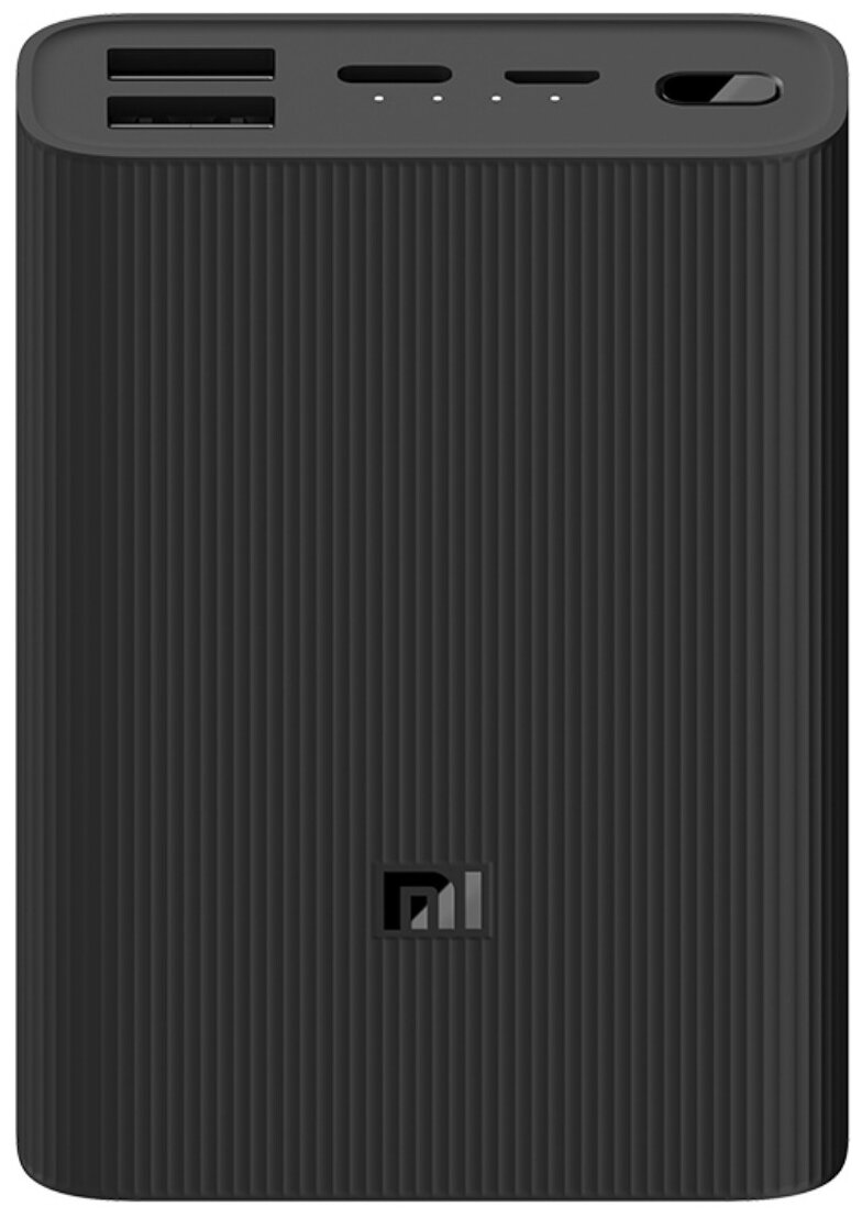 Внешний аккумулятор Xiaomi "Mi Power Bank 3 Ultra Compact 10000" BHR4412GL, 10000мАч, 2xUSB 2.4A, Type-C 3.0A, черный