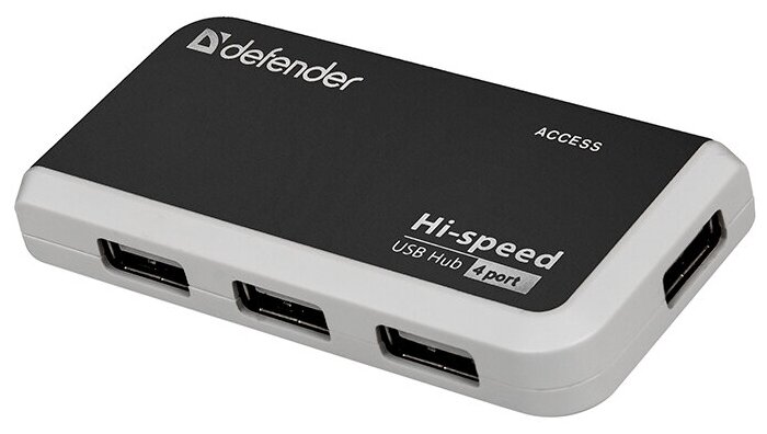 Разветвитель 4 порта USB2.0 Defender "Quadro Infix" 83504, внешн., черный