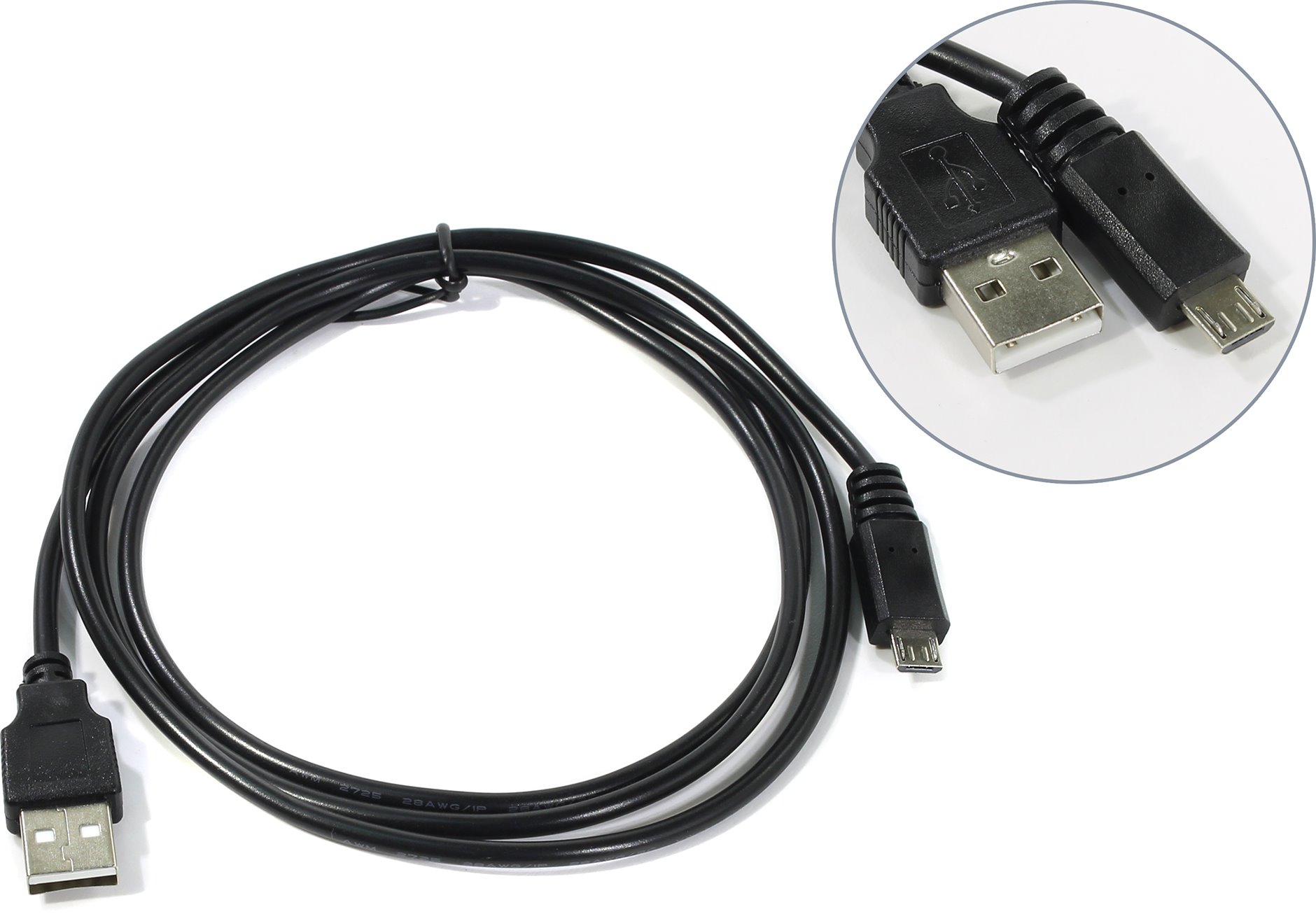 Кабель USB2.0 соединительный USB A-microB ExeGate "EX-CC-USB2-AMmicroBM5P-1.2" черный