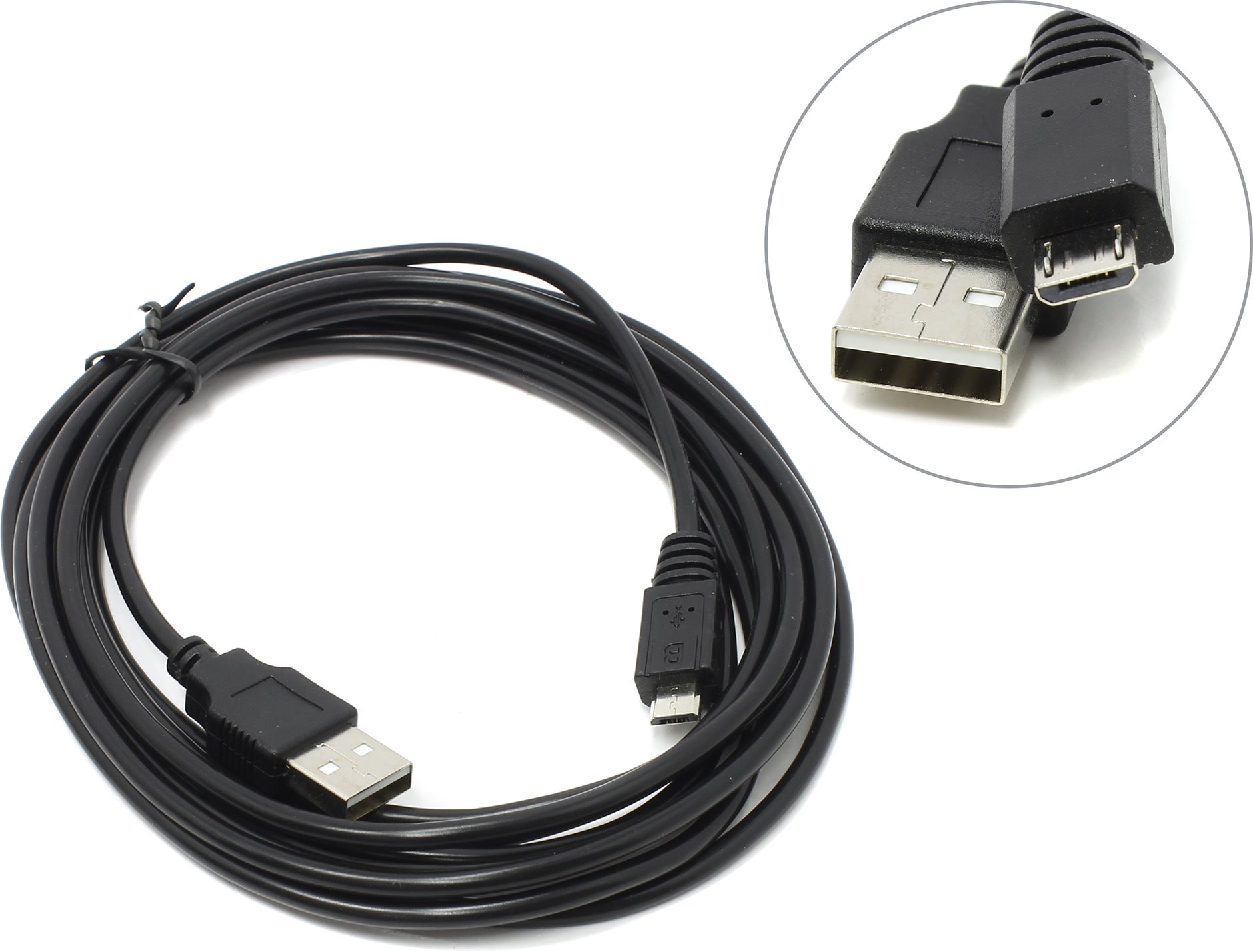Кабель USB2.0 соединительный USB A-microB ExeGate "EX-CC-USB2-AMmicroBM5P-3.0" черный