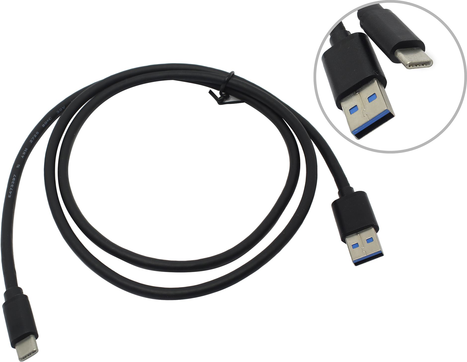 Кабель USB3.0 соединительный USB A-Type-C ExeGate "EX-CC-USB3-AMCM-1.0" черный